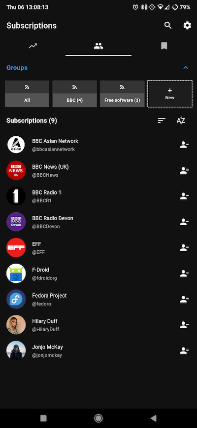 Viewing groups and subscriptions